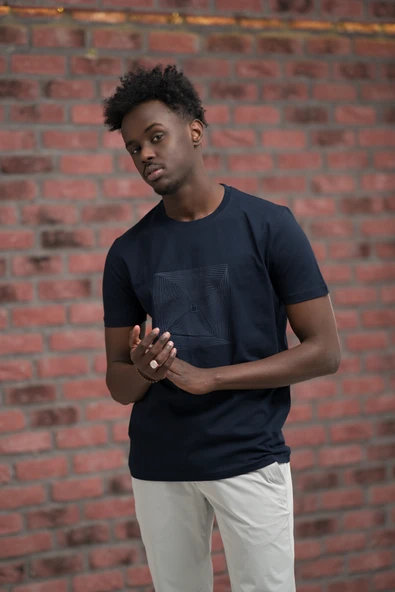 Slim Fit Pamuklu Önü Baskılı Sıfır Yaka T-Shirt - Resim 7