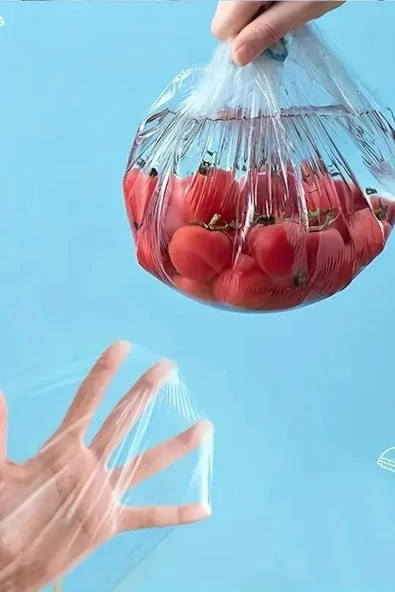 100'lü Esnek Lastikli Gıda Saklama Bonesi – Şeffaf Streç Kapak Seti | Tabak, Kase, Tencere, Meyve & Sebze Koruyucu | BPA İçermez, Sızdırmaz, Hijyenik - 10