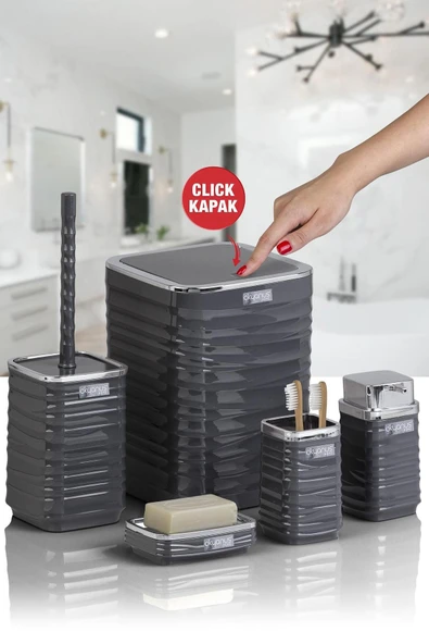 LUNA 5Lİ BANYO SET. KROM-ANTRASİT - 1