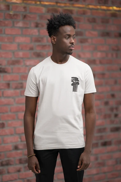 Slim Fit Sıfır Yaka Baskılı Pamuklu T-Shirt - Resim 3
