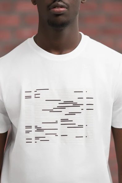 Slim Fit Sıfır Yaka Baskılı Pamuklu T-Shirt - Resim 5