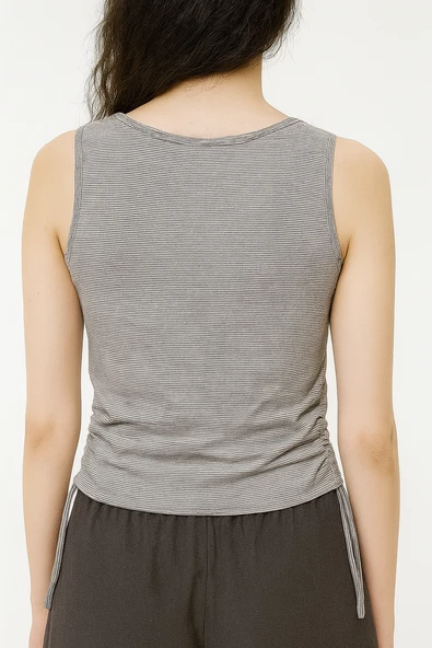 Sıfır Kol Crop Tişört (Beyaz) - 2