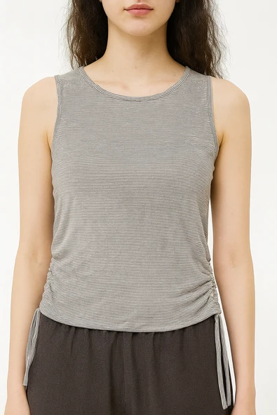 Sıfır Kol Crop Tişört (Beyaz)