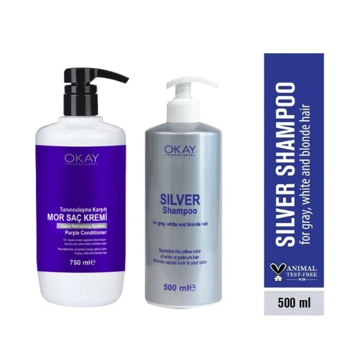 Okayprofessıonnel Silver Şampuan 500 Ml. (turunculaşma Karşıtı Şampuan) + Mor Saç Kremi 750ml ürün görseli