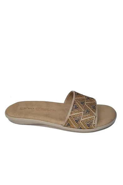 CEYO 9827-27 İNCE TABAN ORTOPEDİK TAŞ DETAYLI KADIN TERLİK - Resim 2