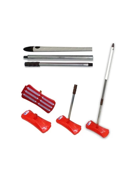 Efsane Temizlikçi Pratik Süpürge 6 Fırçalı Gırgır 3 Kademe 110 cm Metal Saplı Portatif Süpürücü