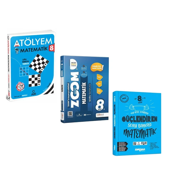 8.Sınıf Arı Günay ve Ankara Yayınları Matematik Soru Bankası Seti 3 Kitap ürün görseli