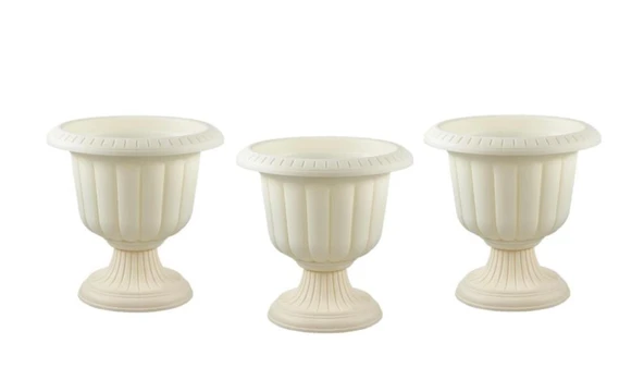 Omnipazar SO-N003 Nergiz Dekoratif Dış Mekan Saksı 47 lt Kirli Beyaz 3 Adet