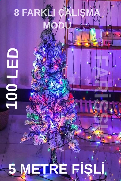 RGB Peri LED Işık Zinciri - 5 Metre Fişli, Buton Kontrollü - Çok Renkli Dekorasyon