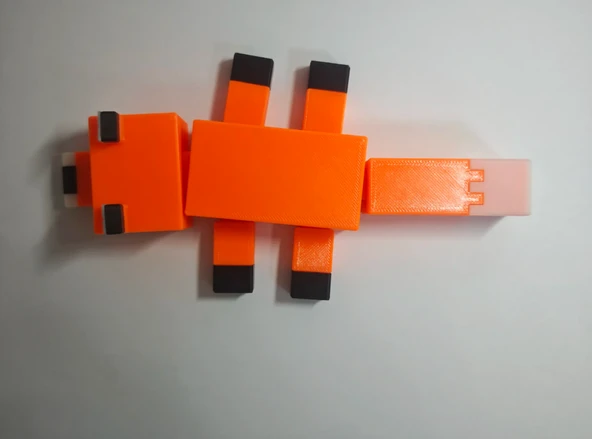 Minecraft Tarzı Tilki Oyuncak  Bloklu Yapı Seti Koleksiyonluk Hediye Dekoratif Figür 16cm - 2