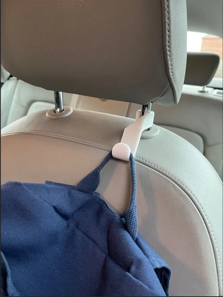 Araç Koltuk Arkası Askı Aparatı (2'li Set) Poşet & Çanta Tutucu Kanca Başlık Demirine Takılır - 3