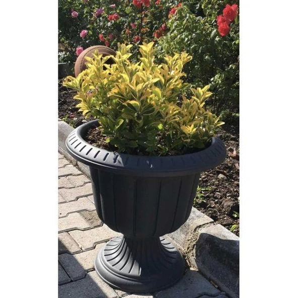 Omnipazar SO-N003 Nergiz Dekoratif Dış Mekan Saksı 47 lt Antrasit 3 Adet - Resim 3