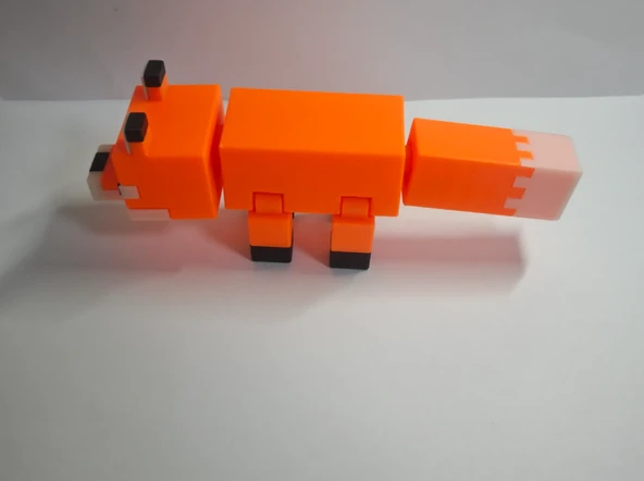 Minecraft Tarzı Tilki Oyuncak  Bloklu Yapı Seti Koleksiyonluk Hediye Dekoratif Figür 16cm