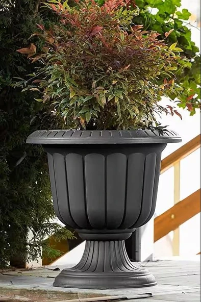 Omnipazar SO-N003 Nergiz Dekoratif Dış Mekan Saksı 47 lt Antrasit 3 Adet - Resim 4