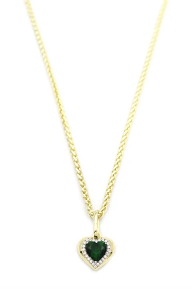 Taşlı Kalp Kolye - Yeşil ürün görseli 1