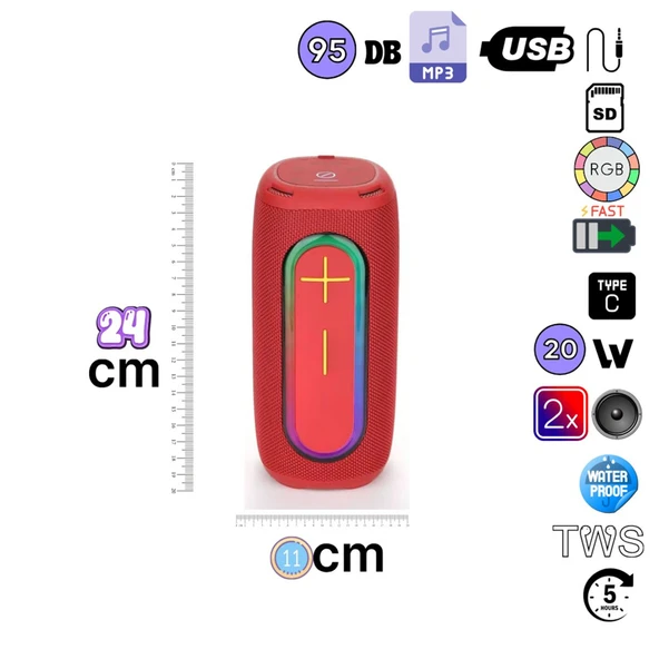 HEPU HP-S01 20W Taşınabilir Kablosuz Bluetooth Hoparlör - 12