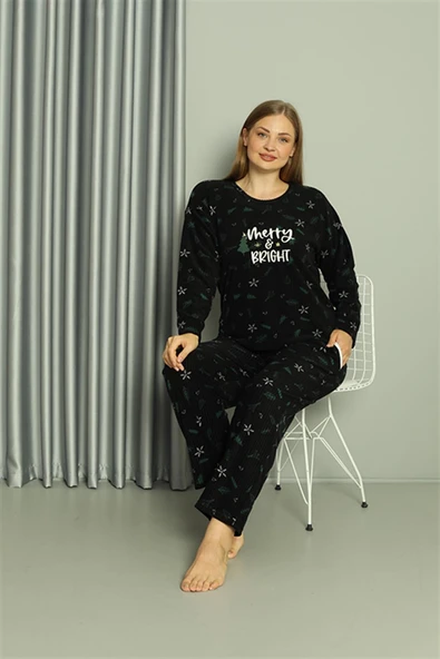 Moda Çizgi Welsoft Polar Kadın Büyük Beden Pijama Takımı 808043 - 5