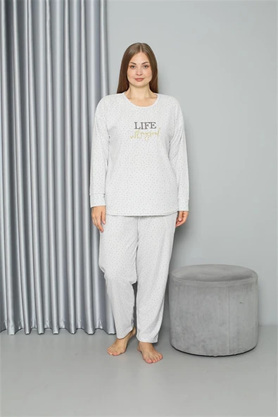 Moda Çizgi Welsoft Polar Kadın Büyük Beden Pijama Takımı 808050 - Resim 3