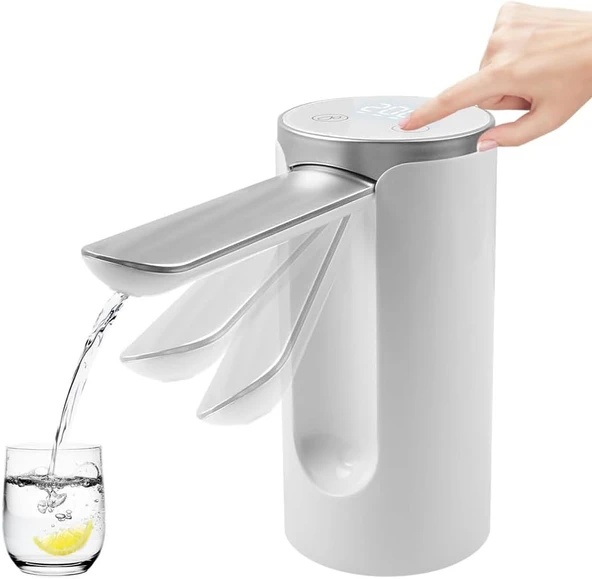 lifcasual Su Miktarı Seçimli O atik Su Sebili USB Şarjlı Evrensel Galon Şişeler için Elektrikli Katlanabilir Su Pompası Siyah - Resim 2