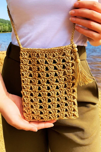 Doğal Hasır Mini Omuz Çantası ürün görseli 1