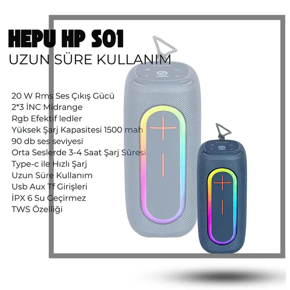 HEPU HP-S01 20W Taşınabilir Kablosuz Bluetooth Hoparlör - 8