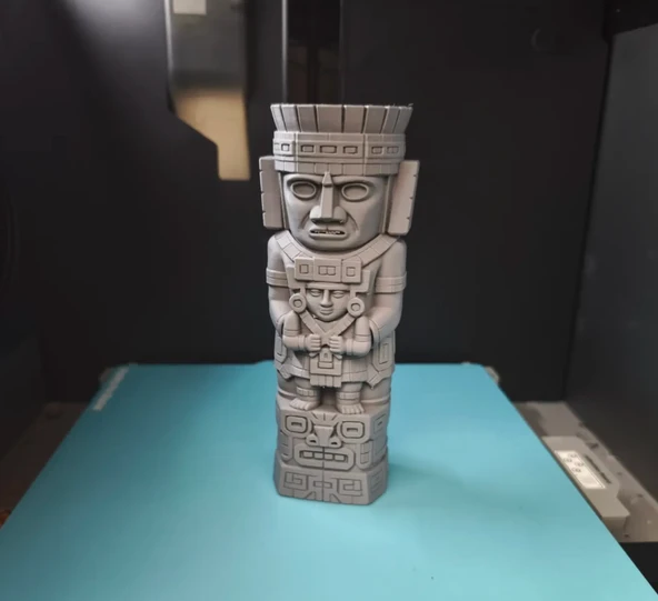 Aztek Totem Heykeli Dekoratif Biblo Mitolojik Figür Masaüstü ve Ev Dekoru Gri Renk