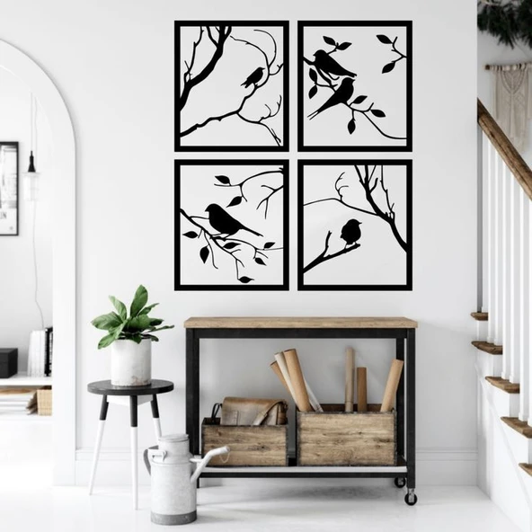 4Kuş Modern Ahşap dekoratif dekor tablo ürün görseli