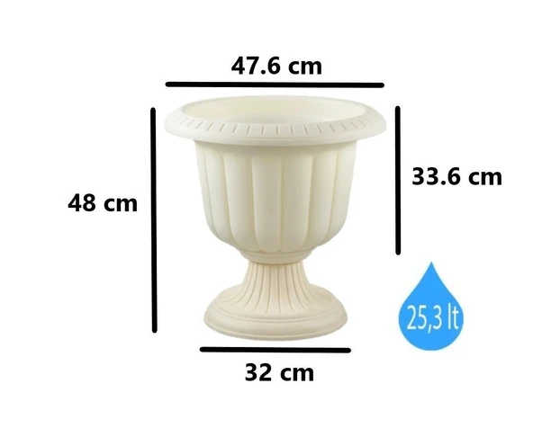 Omnipazar SO-N002 Nergiz Dekoratif Dış Mekan Saksı 25,3 lt Kirli Beyaz 3 Adet - Resim 2