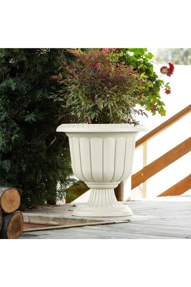 Omnipazar SO-N002 Nergiz Dekoratif Dış Mekan Saksı 25,3 lt Kirli Beyaz 3 Adet - Resim 3