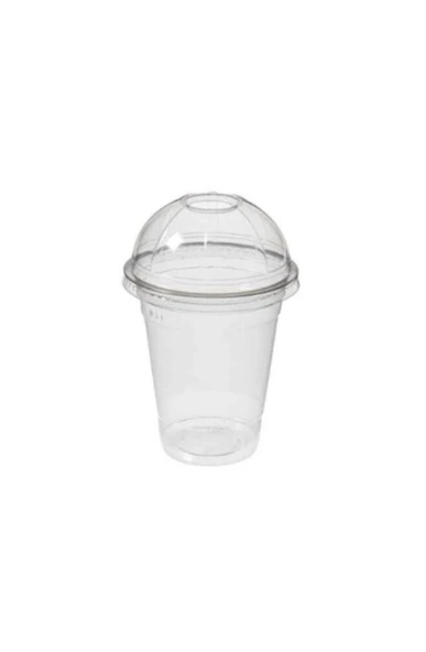 Plastik Milkshake Bardağı 50'li Kapaklı İçecek Şeffaf Meşrubat Bardağı Cup 350 Cc(ml) - 2