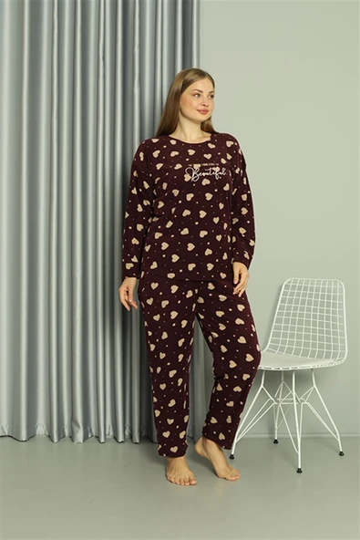 Moda Çizgi Welsoft Polar Kadın Büyük Beden Pijama Takımı 808041 - 3