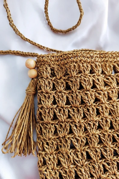 Doğal Hasır Mini Omuz Çantası - Resim 2