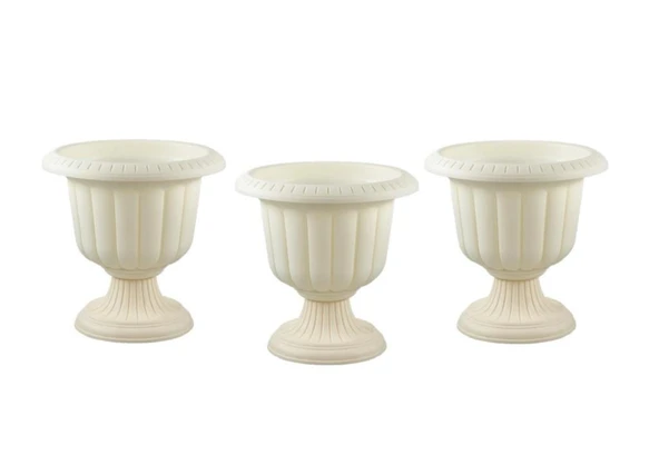 Omnipazar SO-N002 Nergiz Dekoratif Dış Mekan Saksı 25,3 lt Kirli Beyaz 3 Adet ürün görseli