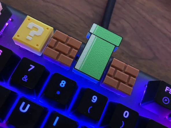 Super Mario Klavye Tuş Seti (4’lü) Soru Bloğu, Boru ve Tuğla Mekanik Klavye Uyumlu Keycap