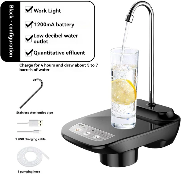 Pepisky Elektrikli Su Sebili Kablosuz Taşınabilir Elektrikli Otomatik Su Pompası Kova Şişe Dağıtıcı USB Su Pompası Beyaz - Resim 2