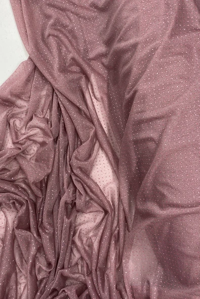 Yağmur Damlası Simli Abiye Elbise Şallık Tül Kumaş Koyu Gül Kurusu 36 ürün görseli