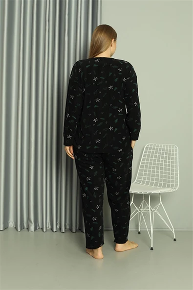 Moda Çizgi Welsoft Polar Kadın Büyük Beden Pijama Takımı 808043 - 6