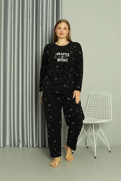 Moda Çizgi Welsoft Polar Kadın Büyük Beden Pijama Takımı 808043 - 4
