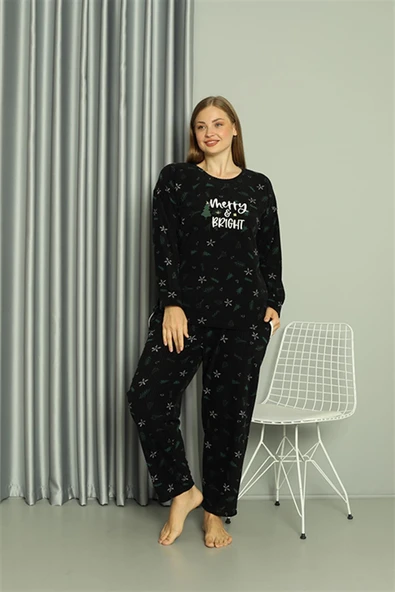 Moda Çizgi Welsoft Polar Kadın Büyük Beden Pijama Takımı 808043 - 3