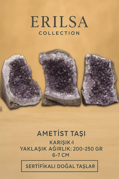 Sertifikalı Ametist Taşı Kütlesi 200-250 Gr – Doğal Ham Kristal Şifa Taşı Stresi Azalt Huzur Ver ürün görseli