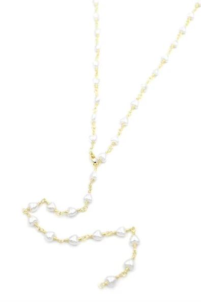 Kalp İncili Y Kolye - Altın - Resim 2