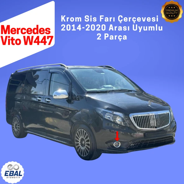 Mercedes Vito W447 Krom Sis Farı Çerçevesi 2 Parça 2014-2020 Paslanmaz Çelik - Resim 2