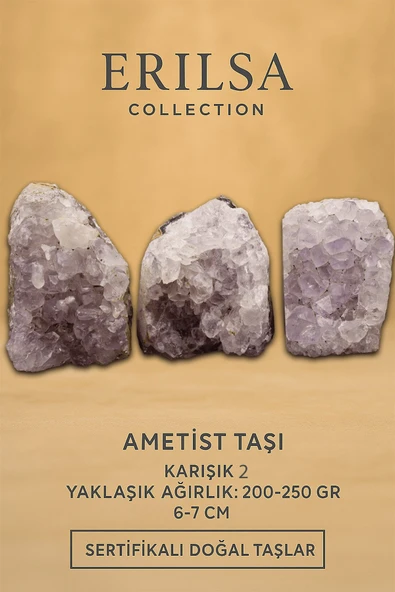 Sertifikalı Ametist Taşı Kütlesi 200-250 Gr – Doğal Ham Kristal Şifa Taşı Stresi Azalt Huzur Ver ürün görseli