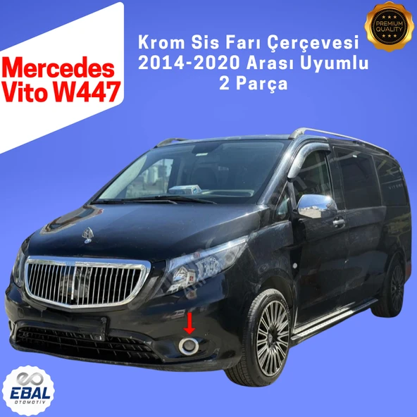 Mercedes Vito W447 Krom Sis Farı Çerçevesi 2 Parça 2014-2020 Paslanmaz Çelik - Resim 4