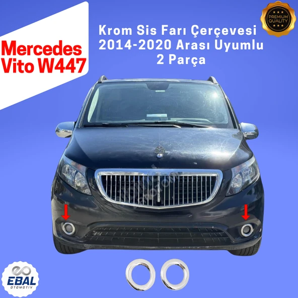 Mercedes Vito W447 Krom Sis Farı Çerçevesi 2 Parça 2014-2020 Paslanmaz Çelik ürün görseli