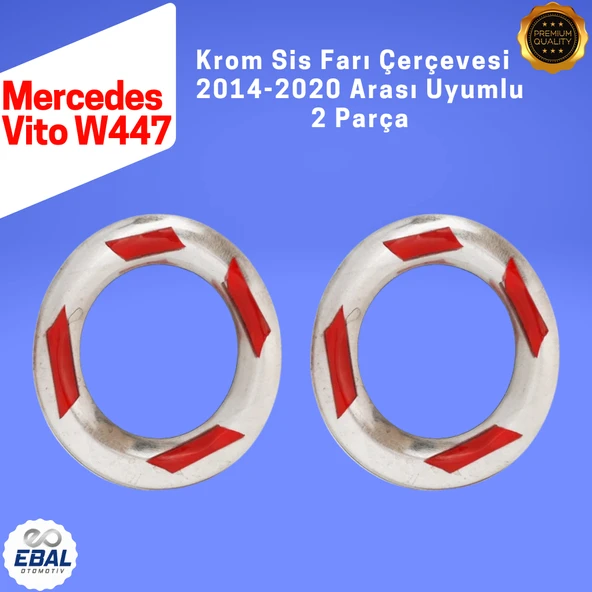 Mercedes Vito W447 Krom Sis Farı Çerçevesi 2 Parça 2014-2020 Paslanmaz Çelik - Resim 5