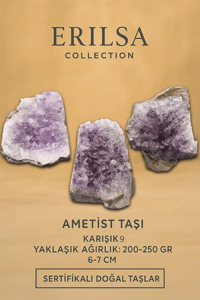 Sertifikalı Ametist Taşı Kütlesi 200-250 Gr – Doğal Ham Kristal Şifa Taşı Stresi Azalt Huzur Ver ürün görseli