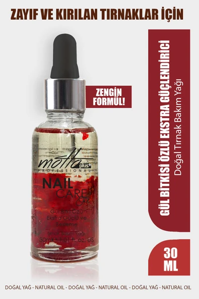 Motto Plus Professional Gül Özlü Ekstra Güçlendirici ve Kırılma Önleyici Doğal Tırnak Bakım Yağı 30ml ürün görseli