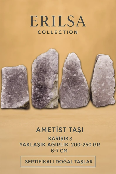 Sertifikalı Ametist Taşı Kütlesi 200-250 Gr – Doğal Ham Kristal Şifa Taşı Stresi Azalt Huzur Ver - Resim 2
