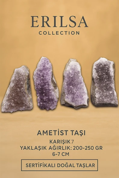 Sertifikalı Ametist Taşı Kütlesi 200-250 Gr – Doğal Ham Kristal Şifa Taşı Stresi Azalt Huzur Ver ürün görseli
